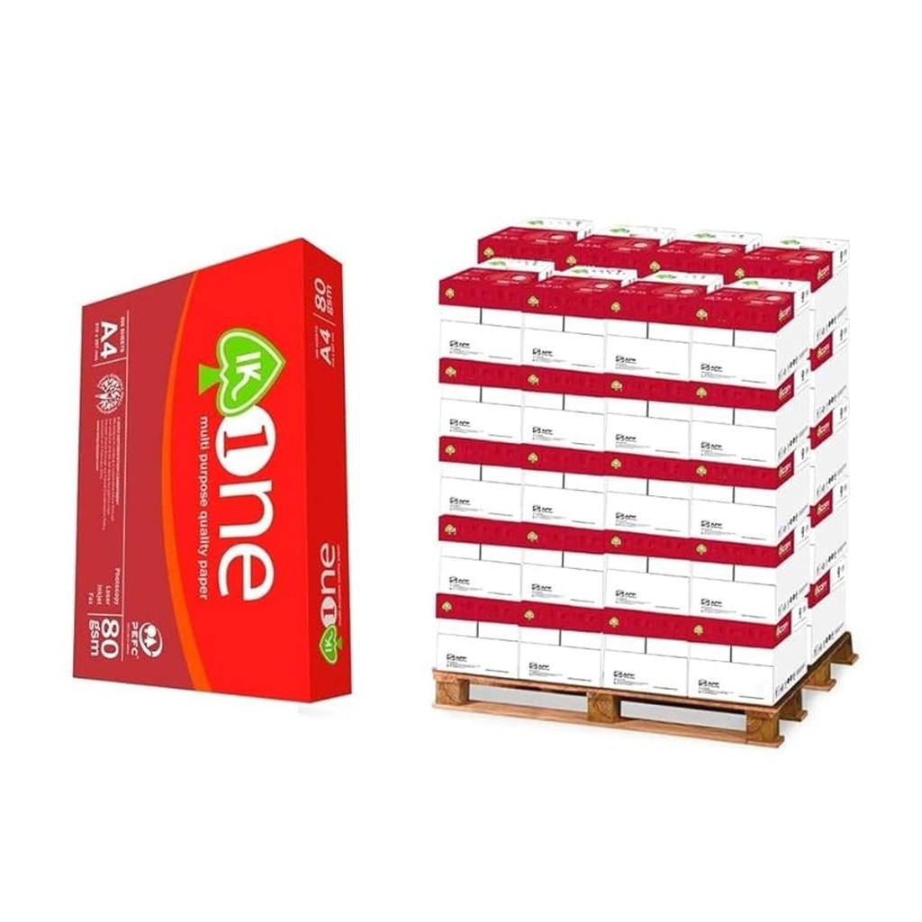 Papel A4 80 g/m² IK One (Palet 48 cajas / 240 paquetes)