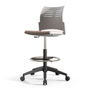 Taburete Spacio con base de 5 ruedas y asiento tapizado