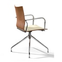 Silla Ikara giratoria madera lacada y piel