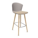 Taburete Whass con patas de madera y asiento tapizado