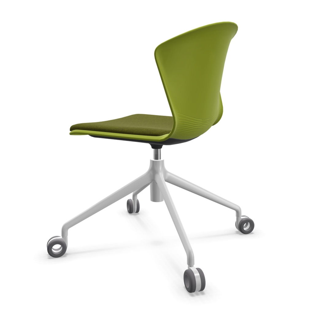 Silla Whass con base de 4 ruedas y asiento tapizado