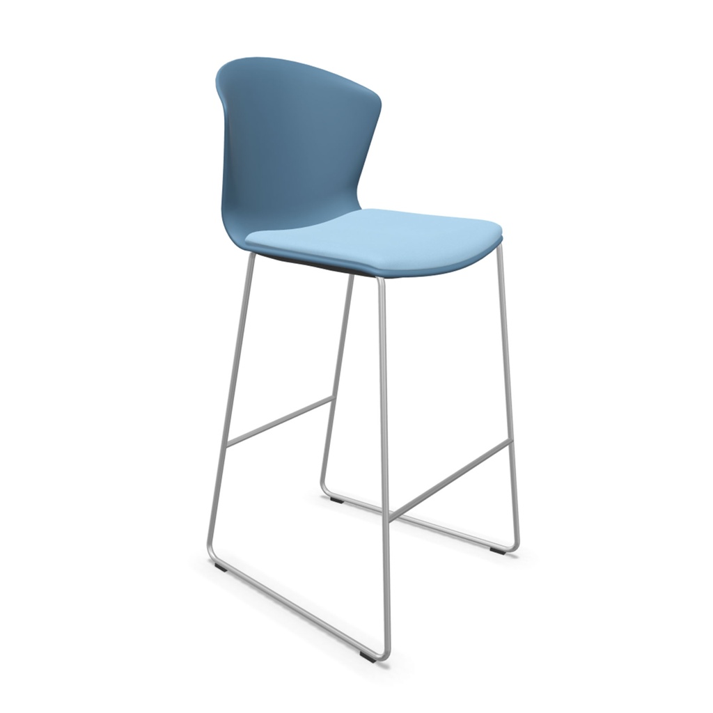 Taburete Whass con base patín y asiento tapizado