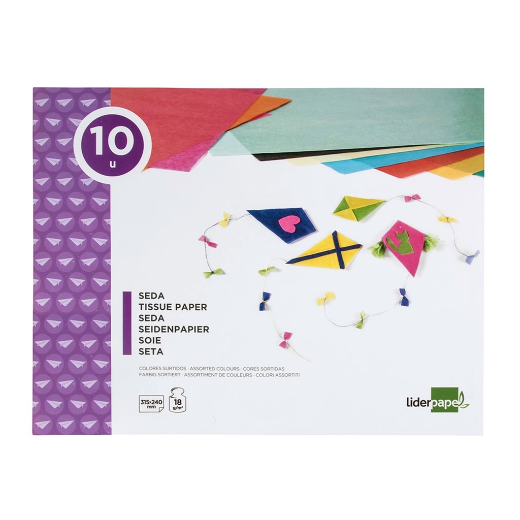 Bloc de papel de seda de colores 315 x 240 mm (10 hojas)