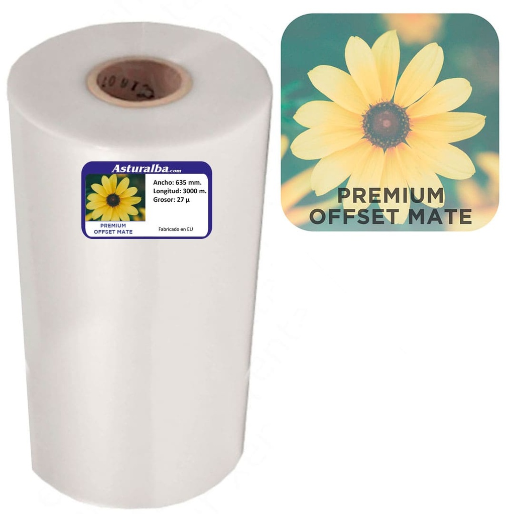 Bobina de plastificar Premium Offset Mate 27 µ 630 mm x 3000 m
