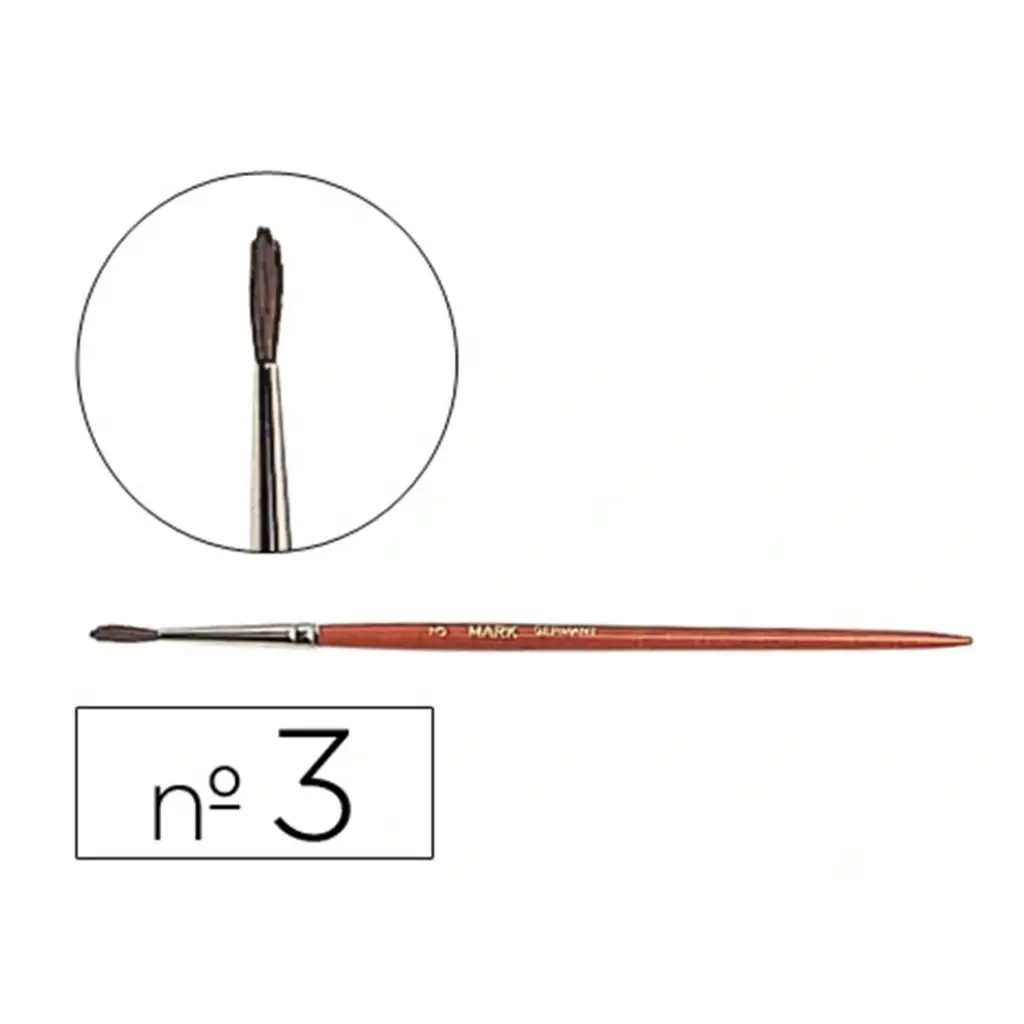 Pincel acuarela Liderpapel Nº 3 pelo engomado con virola cromada