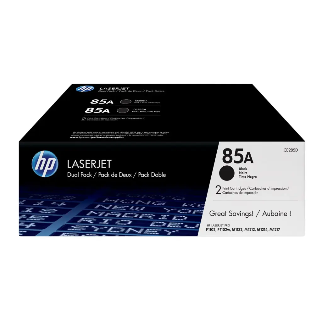 Tóner láser original CE285A HP 85A negro (Pack 2 unidades)