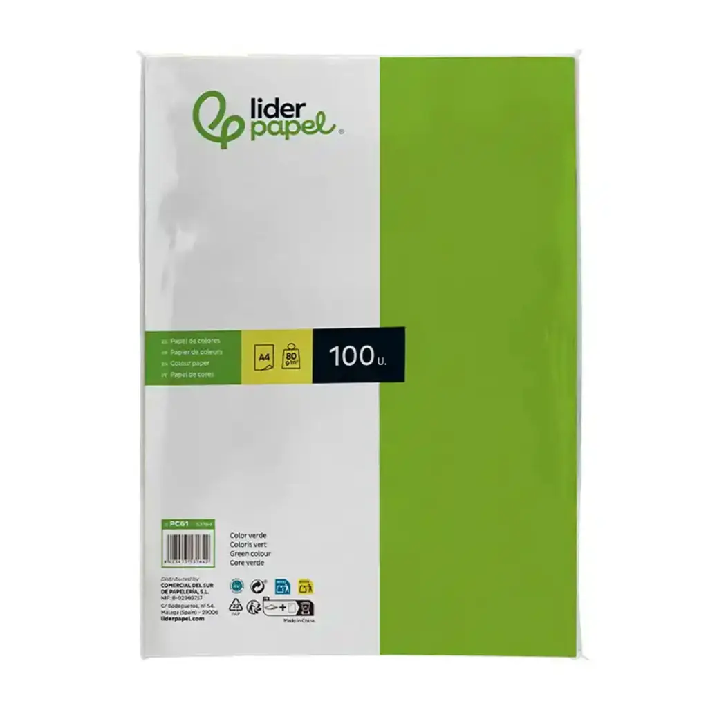Papel A4 verde 80 g/m² (Paquete de 100 hojas)
