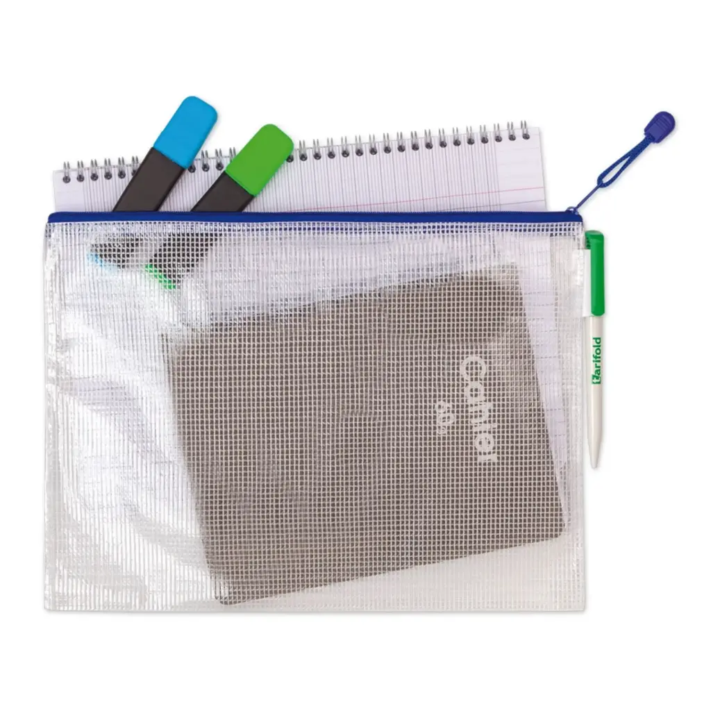 Bolsas A4 con autocierre de cremallera portabolígrafos Djois azul