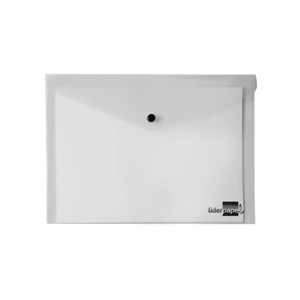 Sobre de plástico A5 con broche transparente Liderpapel (Pack 12 unidades)