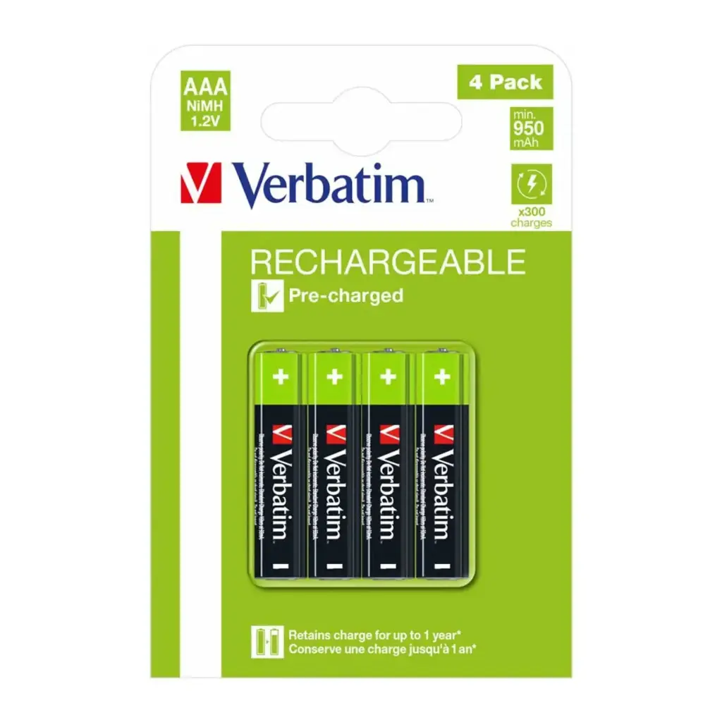 Pilas AAA Recargables Verbatim HR03 (Blíster de 4)  