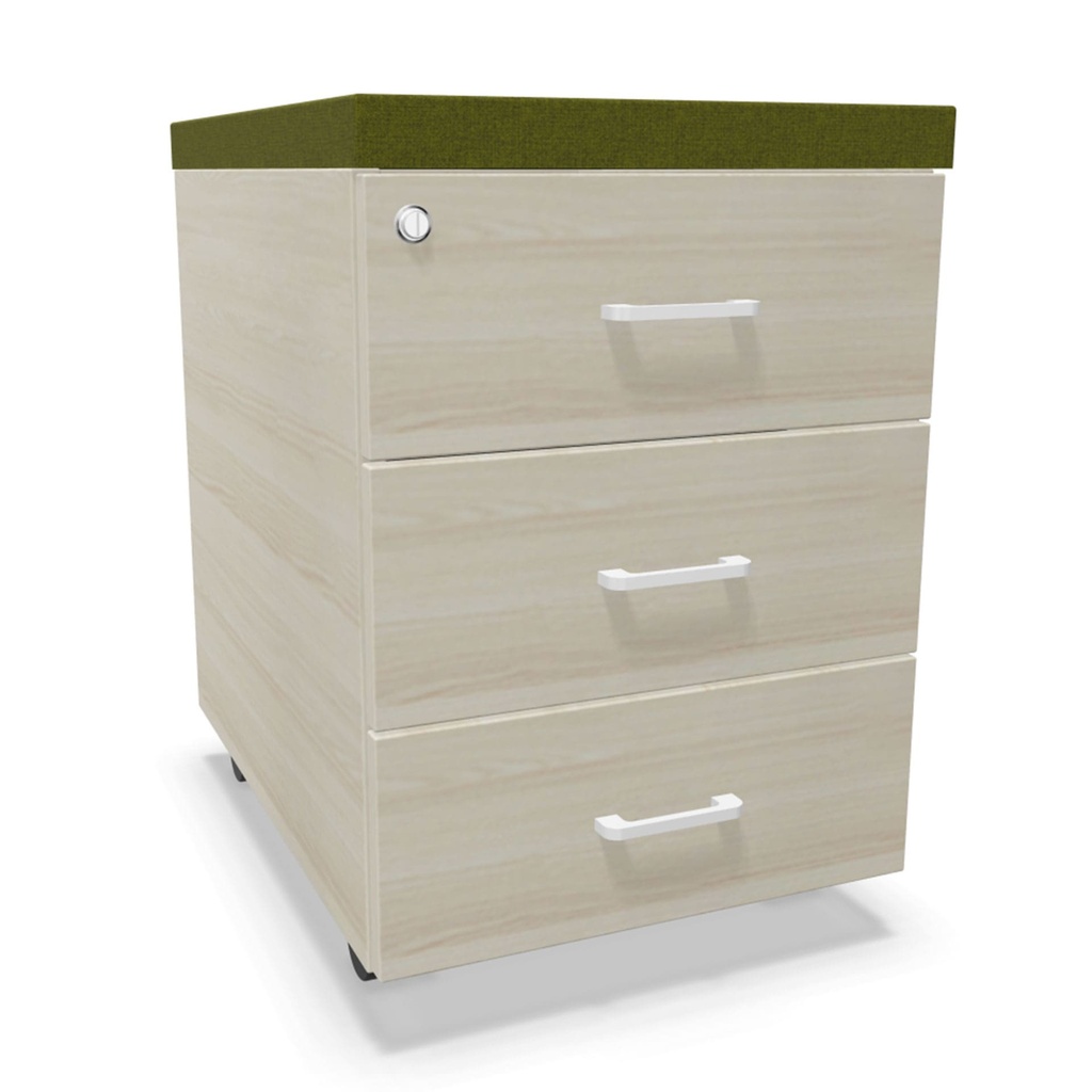 Cajonera móvil de melamina Actiu con cojín, 3 cajones personales 59 x 41 x 55 cm JX32 personalizada