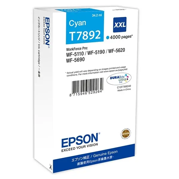 Cartucho de tinta original Inkjet Epson T7892XXL cyan