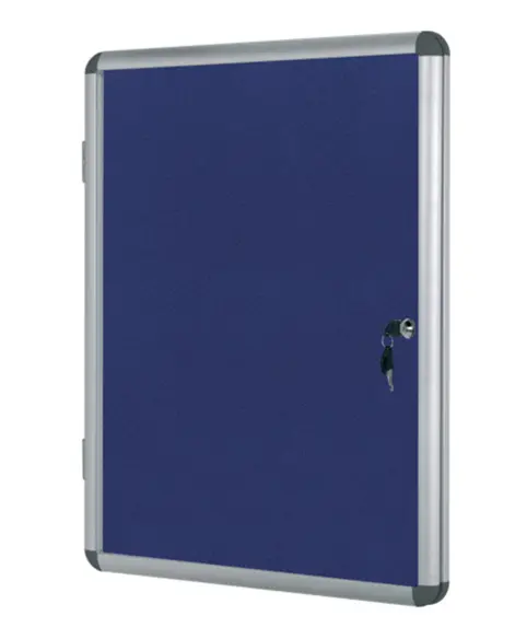 Vitrina para anuncios de fieltro con cerradura, marco de aluminio y puerta de metacrilato