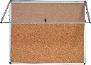 Vitrina para anuncios de corcho con apertura superior, cerradura, marco de aluminio y puerta de metacrilato