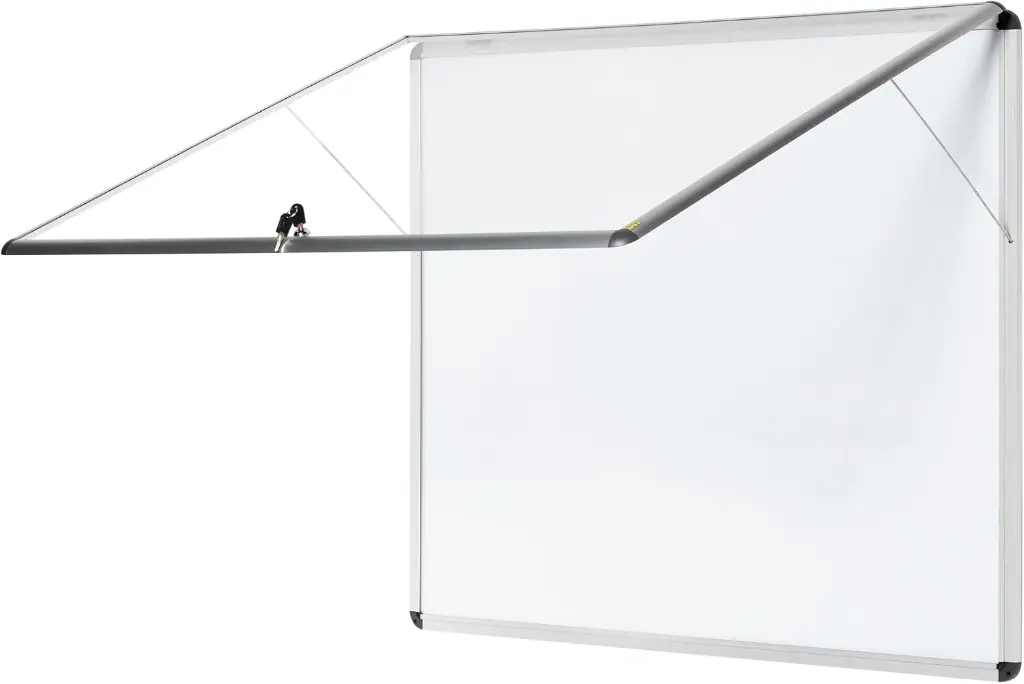 Vitrina para anuncios magnética con apertura superior, cerradura, marco de aluminio y puerta de metacrilato