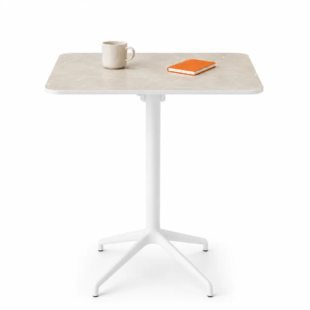 Mesa cuadrada abatible exterior fenólico mármol Tabula Tar 40 Actiu 74 cm de altura