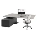 Mesa de dirección recta elevable con apoyo en archivo Menssula Actiu 220 x 100 cm