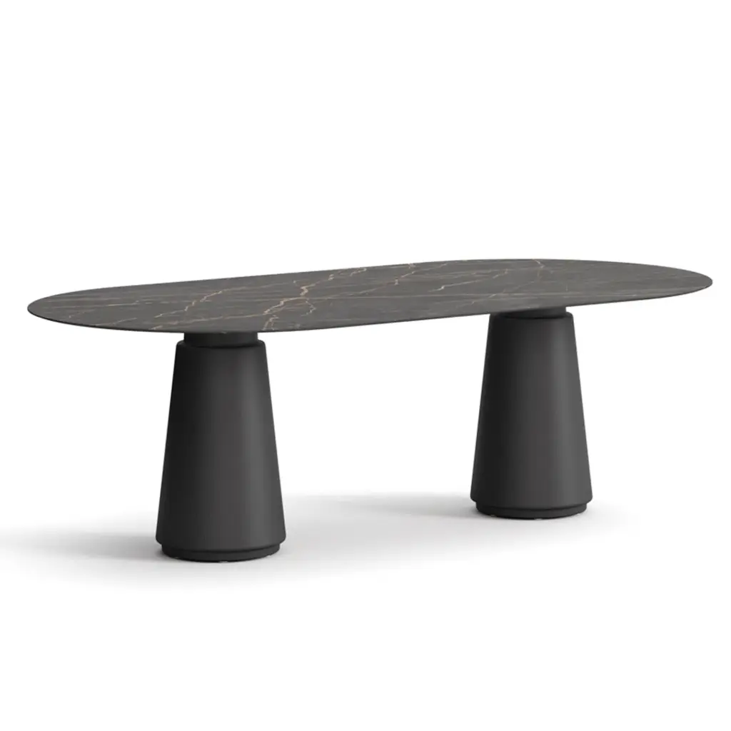 Mesa de reunión ovalada Dorik Actiu fenólico mármol 220 x 100 cm