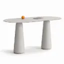 Mesa alta de reunión ovalada Dorik Actiu fenólico mármol 220 x 100 x alto 105 cm