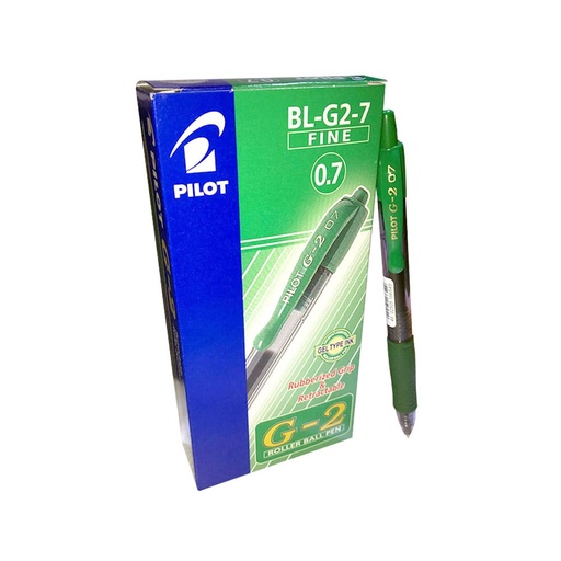 Bolígrafos retráctiles Pilot G-2 0,7 verde (Caja de 12)