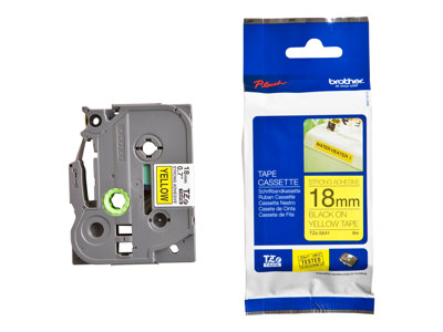Cinta de rotuladora Brother superadhesiva TZe-S641 negro-amarillo 18 mm x 8 m