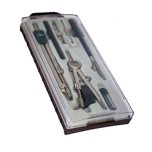 Compás con bigotera y juego de utensilios