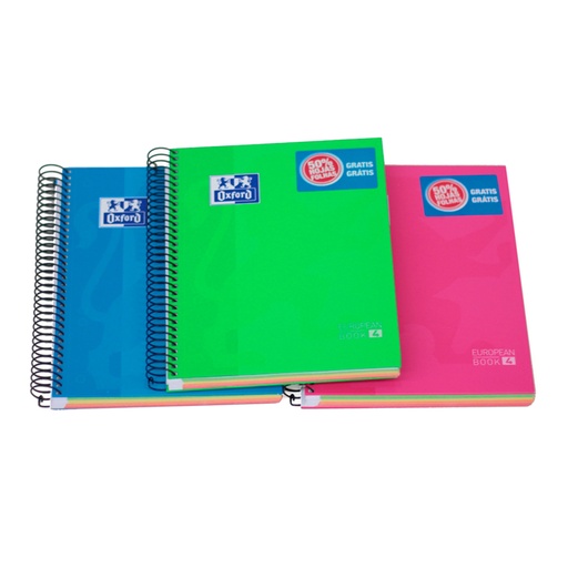 Cuaderno de espiral A5 microperforado cuadriculado tapa dura 120 hojas Oxford