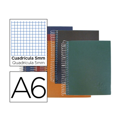 Cuaderno de espiral A6 cuadriculado microperforado tapa dura 140 hojas Ozono