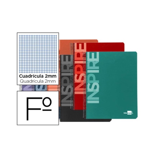 Cuaderno de espiral Folio milimetrado tapa dura 80 hojas