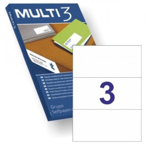 Etiquetas adhesivas A4 210 x 99 mm Multi3 (Caja 100 hojas)