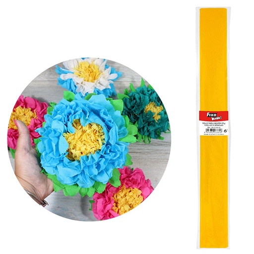 Papel crespón 0,50 x 2,50 m amarillo Fixo