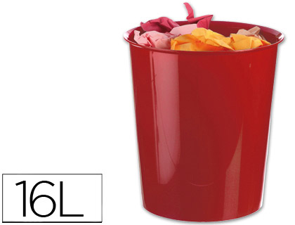 Papelera de plástico roja de 16 litros