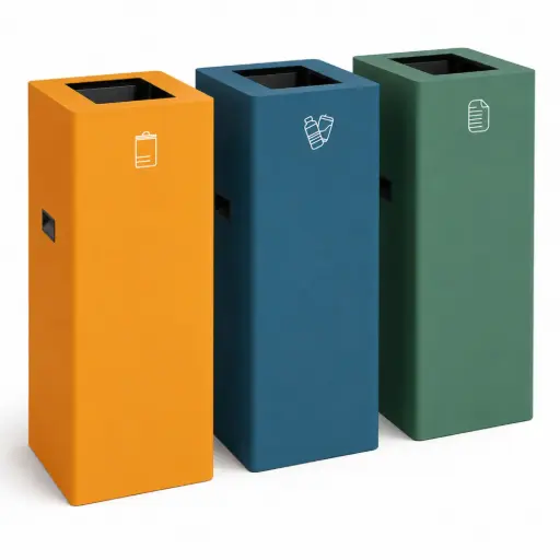 Papelera metálica de reciclaje Basilea Top