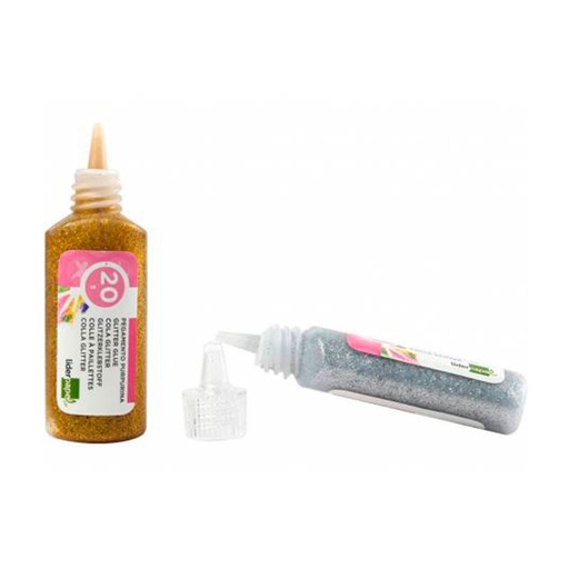 Purpurina con pegamento dorada y plateada (Pack 2 botes 20 gr)