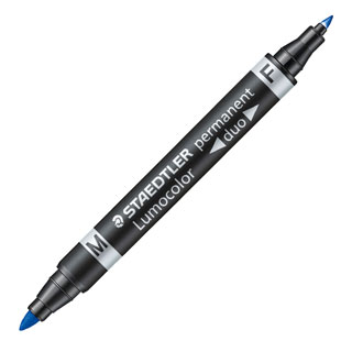 Rotulador permanente Staedtler Lumocolor duo 348-3 azul - Doble punta