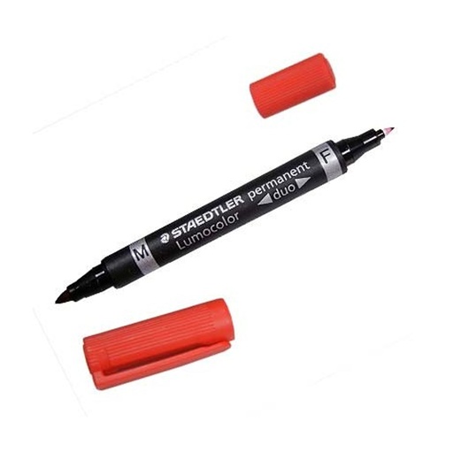 Rotulador permanente Staedtler Lumocolor duo 348-2 rojo  - Doble punta