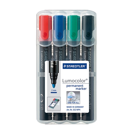 Rotuladores Staedtler Lumocolor 352 WP4 punta biselada 4 colores surtidos