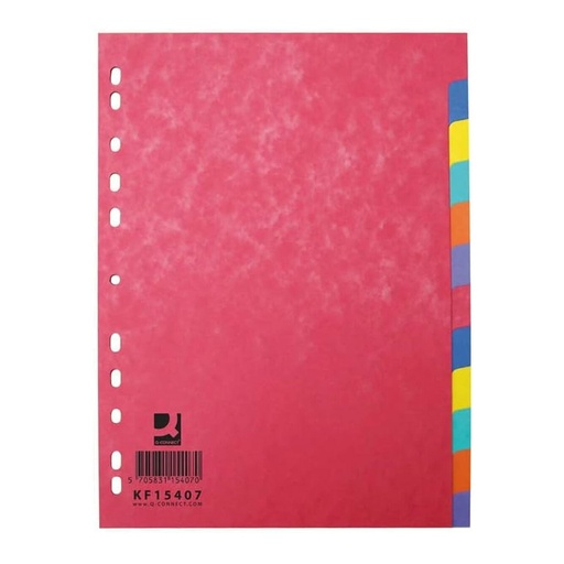 Separadores de cartulina de colores con 12 posiciones A4 Q-Connect