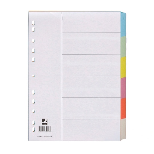 Separadores de cartulina de colores con 6 posiciones A4 Q-Connect