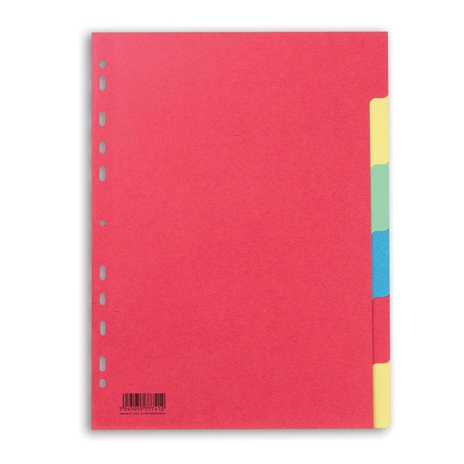 Separadores de cartulina de colores con 6 posiciones A4 Elba