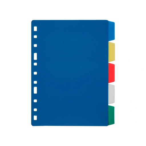 Separadores de plástico de colores con 5 posiciones 1/4 Liderpapel