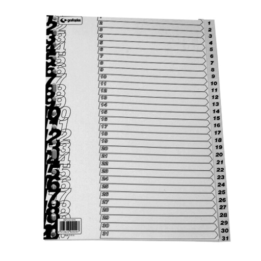 Separadores de plástico numerados 1-31 Folio Grafoplás