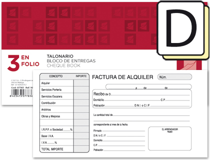 Talonario Inquilinato 110 x 205 mm duplicado Mod 207 Liderpapel