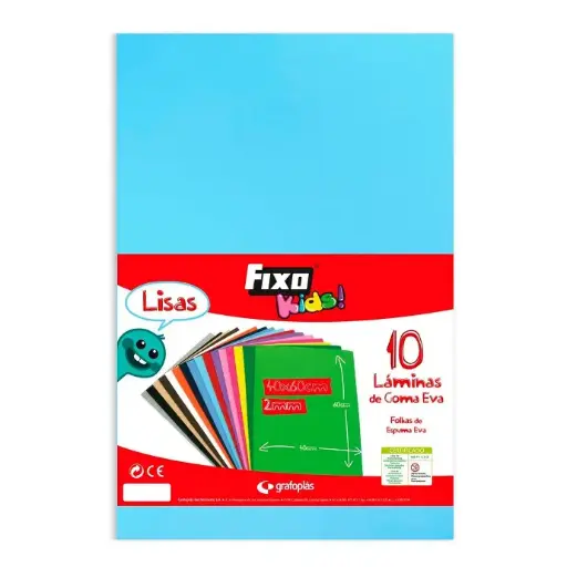Goma Eva 40 x 60 cm 2 mm azul cielo Fixo Kids (Bolsa 10 láminas) 
