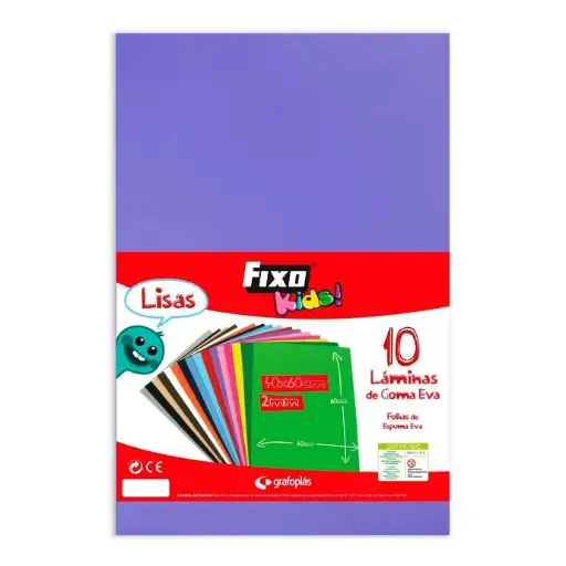Goma Eva 40 x 60 cm 2 mm violeta Fixo Kids (Bolsa 10 láminas)