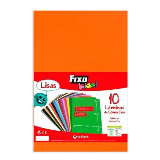 Goma Eva 40 x 60 cm 2 mm naranja Fixo Kids (Bolsa 10 láminas)