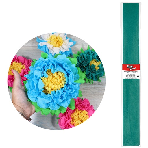 Papel crespón 0,50 x 2,50 m verde aguamarina Fixo 