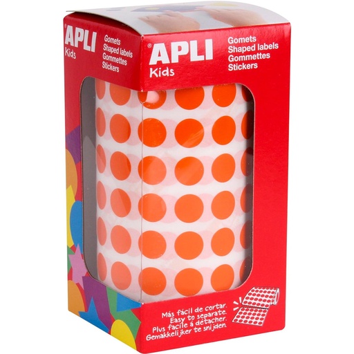 Gomets adhesivos circulares 10,5 mm naranjas en rollo Apli