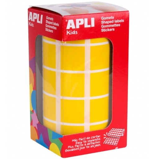 Gomets adhesivos cuadrados 20 x 20 mm amarillos en rollo Apli