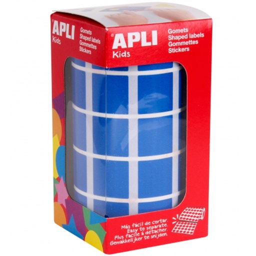 Gomets adhesivos cuadrados 20 x 20 mm azules en rollo Apli